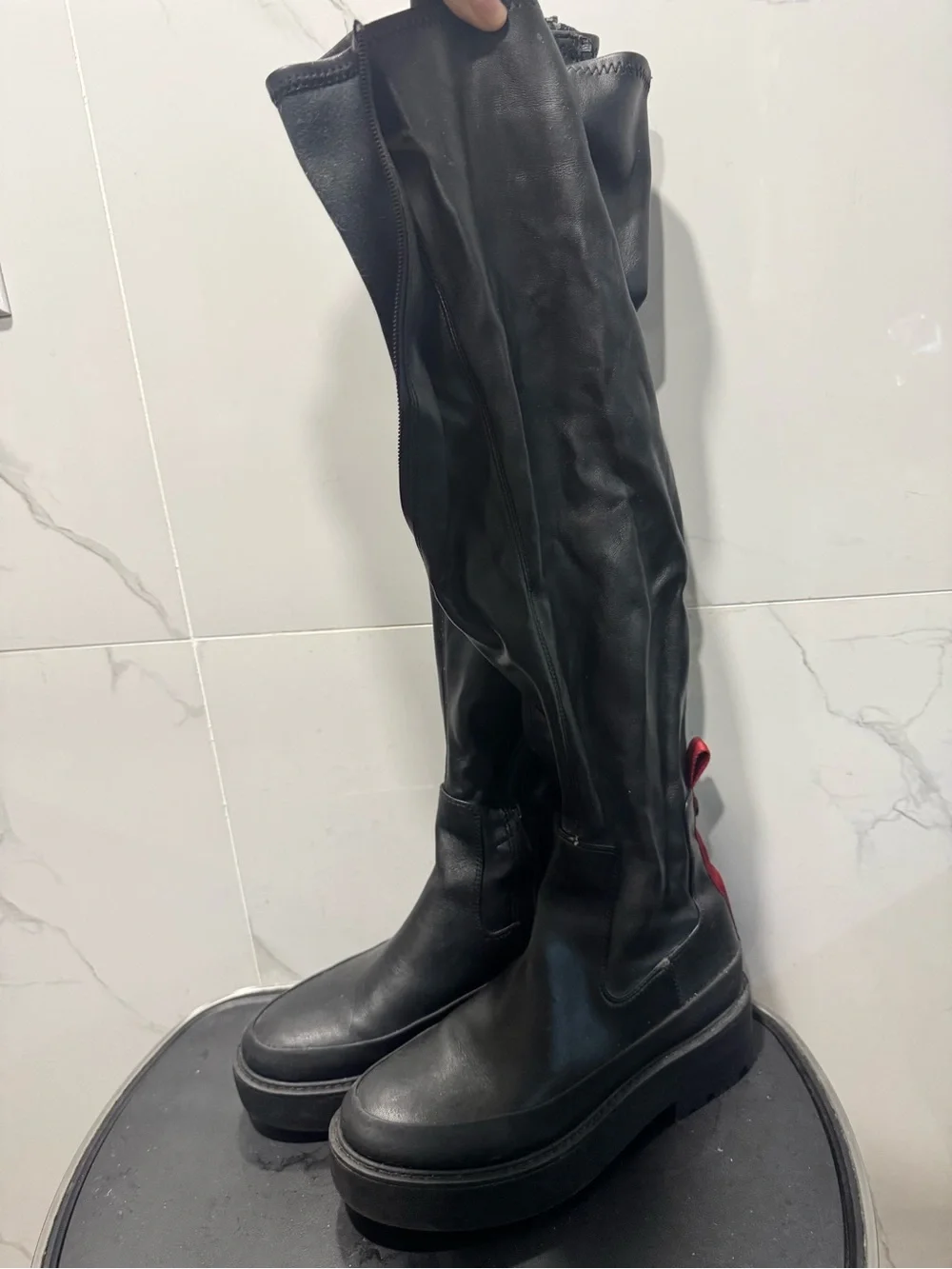 Franco Sarto Black Over-the-Knee Leather Boots